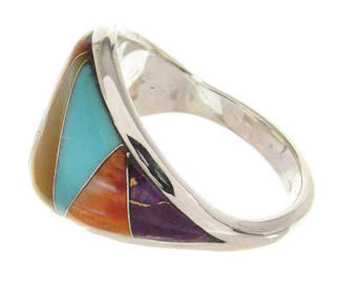 Southwest Sterling Silver Multicolor Ring Size 6 CS59597