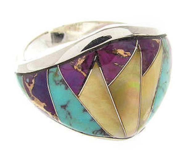 Southwest Multicolor Sterling Silver Ring Size 5-3/4 CS59226