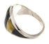 Yellow Mother Of Pearl Black Jade Silver Ring Size 7-3/4 EX22478