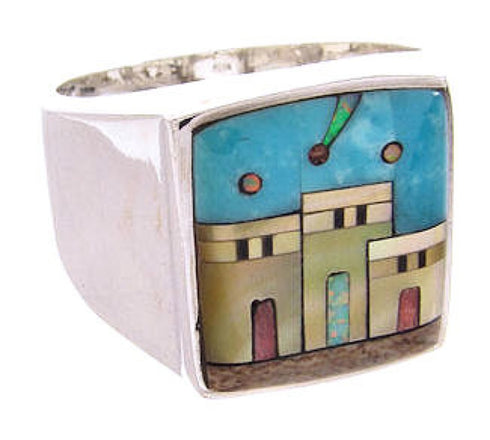 Silver Multicolor Native American Design Ring Size 10-1/4 YS64545