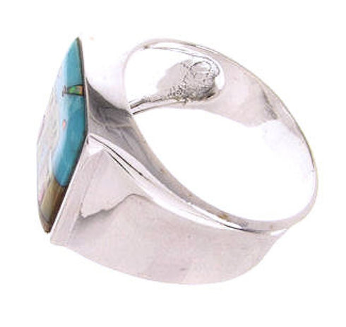 Silver Multicolor Native American Design Ring Size 10-1/4 YS64545