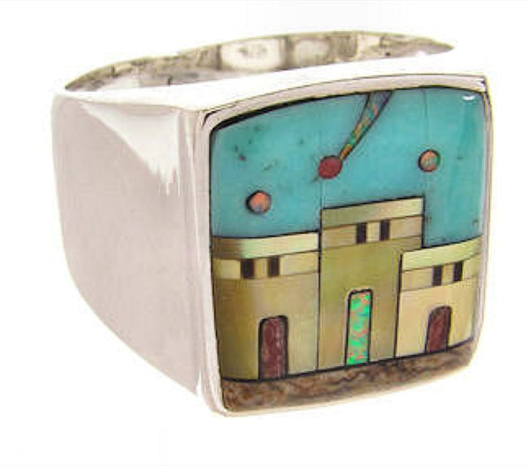 Multicolor Silver Native American Design Ring Size 10-3/4 YS64561