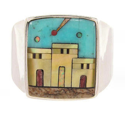 Multicolor Silver Native American Design Ring Size 11-1/4 YS64560