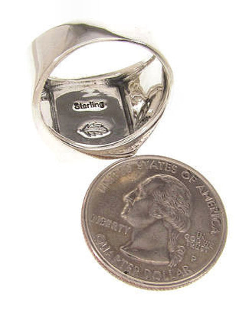 Multicolor Native American Village Design Silver Ring Size 12 YS64562