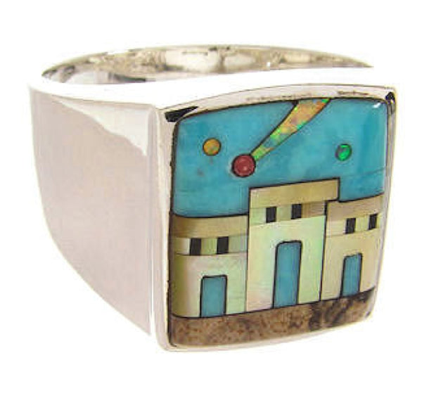 Silver Multicolor Native American Design Ring Size 12-1/4 YS64599