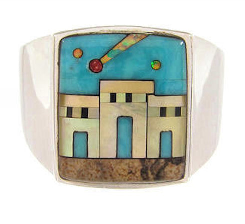 Silver Multicolor Native American Design Ring Size 12-1/4 YS64599