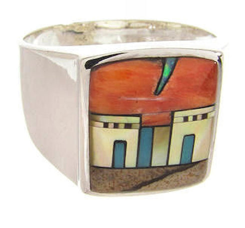 Multicolor Silver Native American Design Ring Size 12-1/4 YS64495
