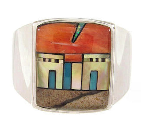 Multicolor Silver Native American Design Ring Size 12-1/4 YS64495