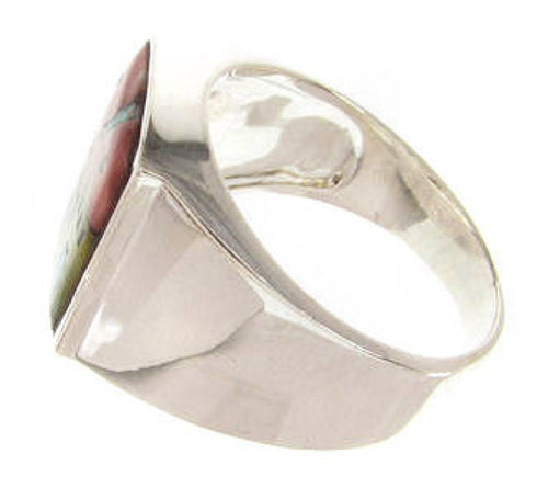 Silver Native American Design Multicolor Ring Size 11-1/2 YS64578