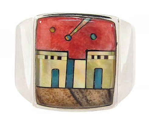 Multicolor Native American Design Jewelry Ring Size 9-1/2 YS64585