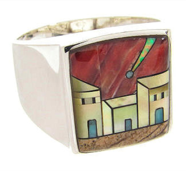 Native American Design Silver Multicolor Ring Size 11-1/4 YS64566