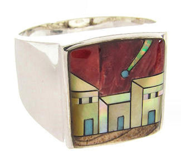 Native American Design Silver Multicolor Ring Size 11-1/4 YS64569