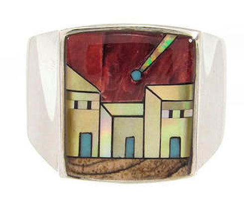 Native American Design Silver Multicolor Ring Size 11-1/4 YS64569