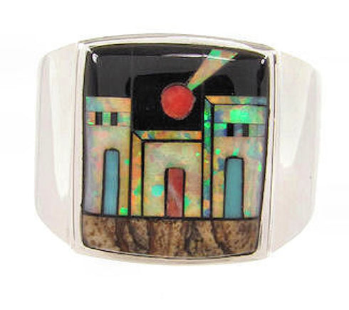 Multicolor Native American Design Silver Ring Size 12-1/4 YS64630