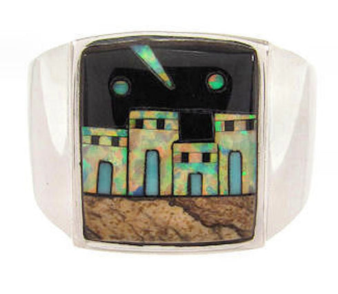 Silver Multicolor Native American Design Ring Size 9-1/2 YS64597