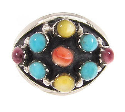 Multicolor Southwestern Sterling Silver Ring Size 5 PS58079