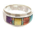 Sterling Silver Multicolor Inlay Southwestern Ring Size 6-3/4 PS58218
