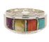 Multicolor Inlay Silver Southwestern Ring Size 7-3/4 PS58126