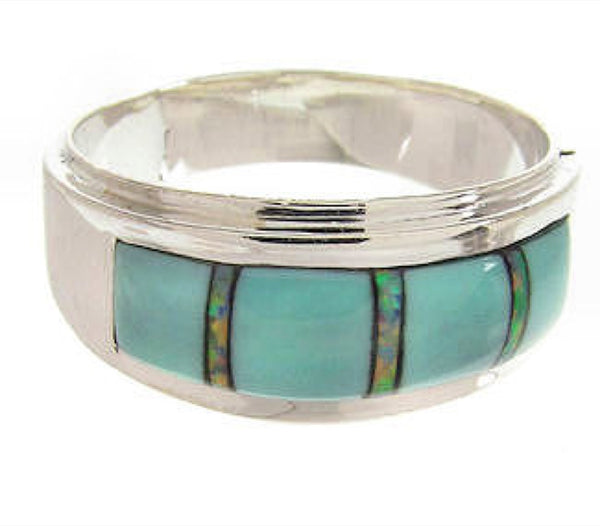Turquoise Opal Inlay Southwestern Ring Size 7-3/4 PS58460