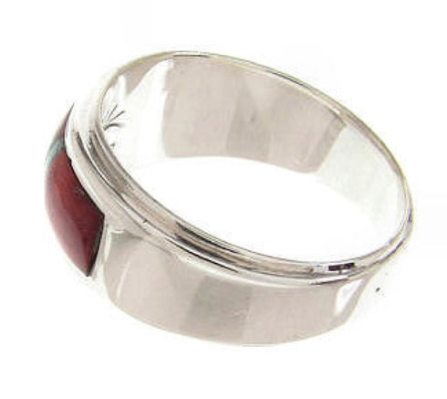 Southwestern Silver Red Oyster Shell Opal Ring Size 7-3/4 PS58329