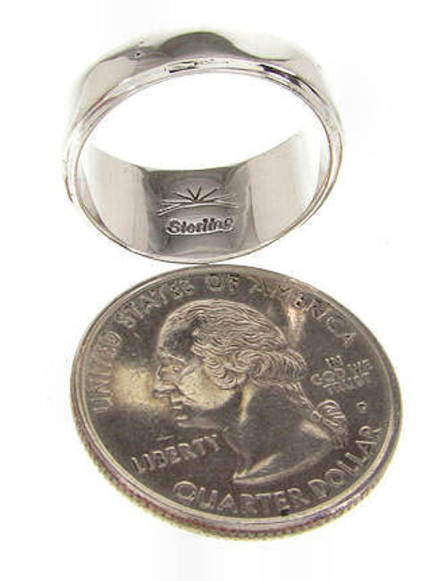 Southwestern Silver Red Oyster Shell Opal Ring Size 7-3/4 PS58329