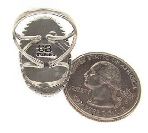 Southwest Red Oyster Shell Opal Inlay Ring Size 5-3/4 Jewelry YS59222