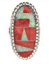 Southwest Silver Opal Red Oyster Ring Size 5-3/4 Jewelry YS59223