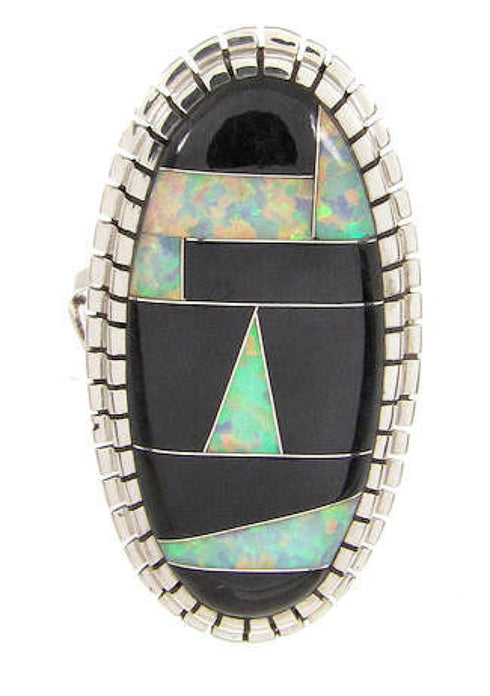 Black Jade Opal Sterling Silver Southwest Ring Size 6-3/4 YS59296