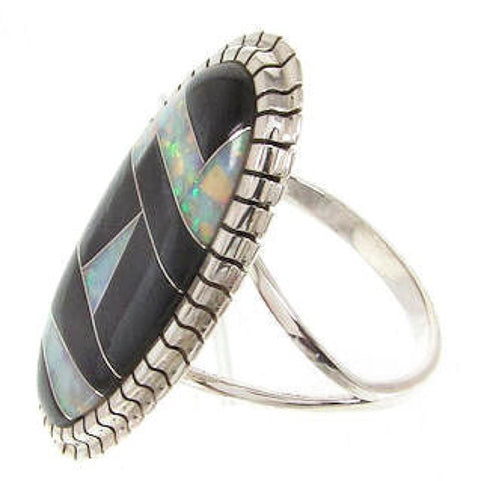 Black Jade Opal Sterling Silver Southwest Ring Size 6-3/4 YS59296