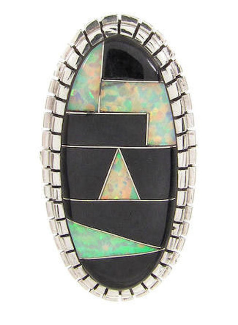 Opal Black Jade Sterling Silver Southwest Ring Size 5-3/4 YS59314