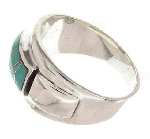 Turquoise Opal Inlay Ring Size 6-1/2 Silver Jewelry XS57962