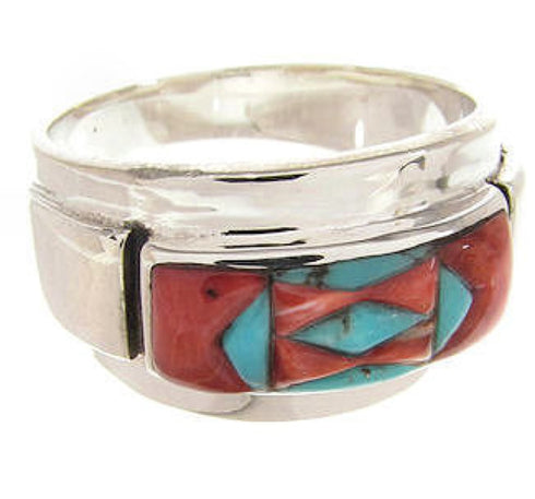 Red Oyster Shell Turquoise Silver Ring Size 8-1/2 Jewelry XS58022