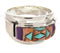 Southwest Multicolor Inlay Sterling Silver Ring Size 8-3/4 XS58036