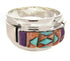 Southwest Multicolor Inlay Sterling Silver Ring Size 8-3/4 XS58036