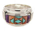Southwest Multicolor Inlay Sterling Silver Ring Size 8-3/4 XS58036