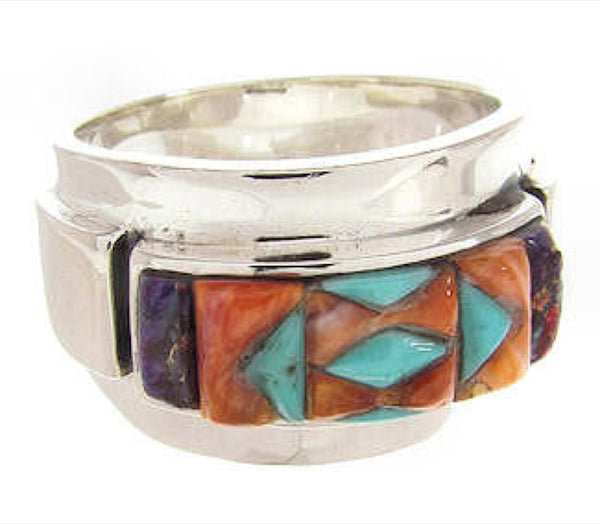 Multicolor Inlay Southwest Silver Ring Size 6-1/4 XS58038