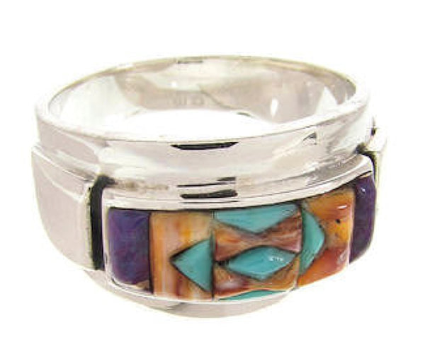 Multicolor Inlay Southwestern Ring Size 7-1/2 XS58046