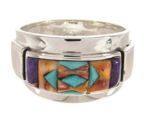 Multicolor Southwestern Silver Ring Size 7-3/4 XS58043