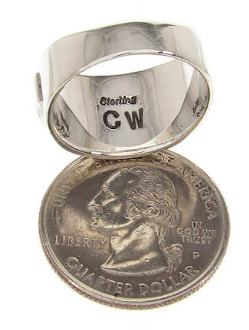 Southwest Sterling Silver Multicolor Inlay Ring Size 8-1/4 AW68008