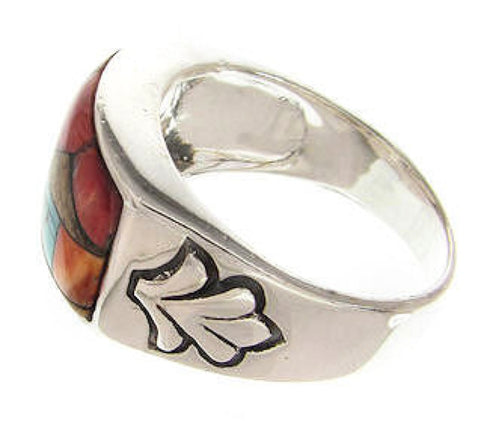 Multicolor Silver Native American Design Ring Size 9-3/4 YS67191