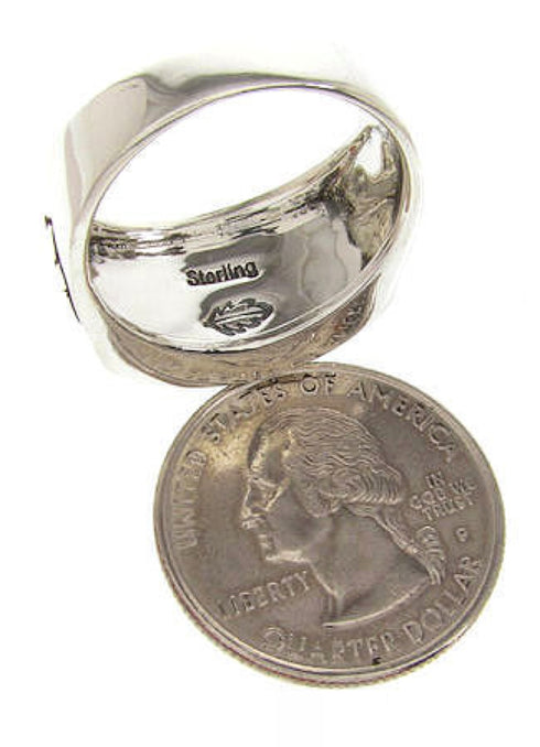 Multicolor Native American Design Silver Ring Size 10-3/4 YS67200