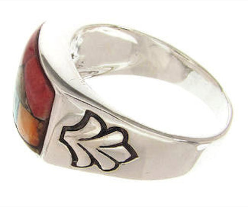 Multicolor Silver Native American Design Ring Size 12-1/2 YS67188