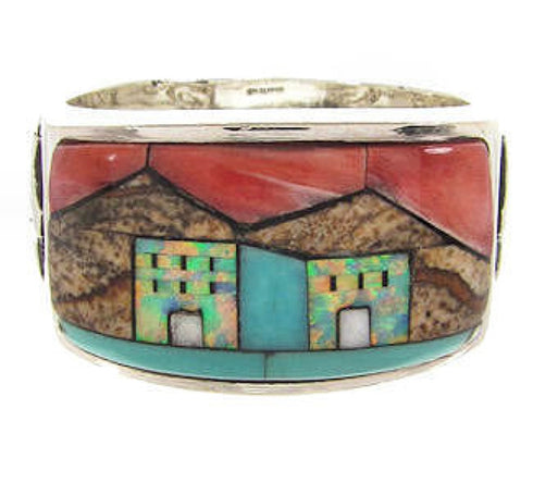 Multicolor Native American Design Silver Ring Size 10-1/2 YS67210