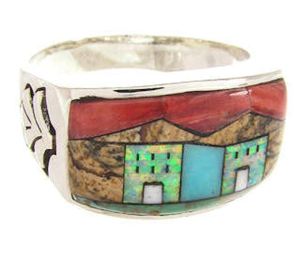 Silver Multicolor Native American Design Ring Size 12-1/4 YS67219