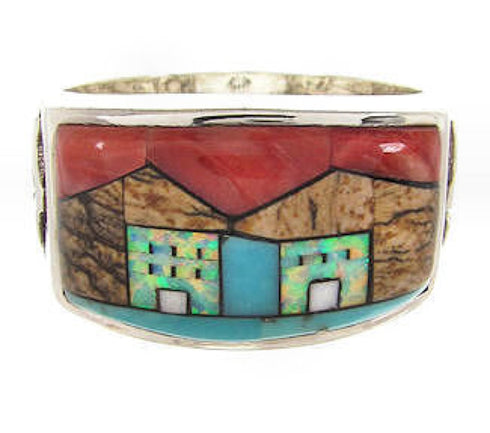 Silver Multicolor Native American Design Ring Size 10-3/4 YS67223