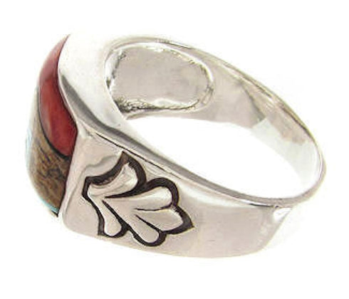 Silver Multicolor Native American Design Ring Size 10-3/4 YS67223