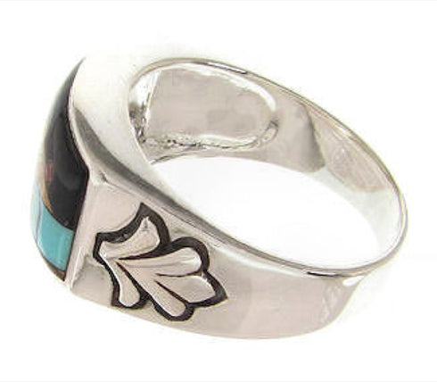 Silver Multicolor Native American Design Ring Size 12-3/4 YS67227