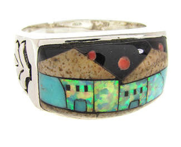 Native American Design Silver Multicolor Ring Size 11-1/2 YS67246