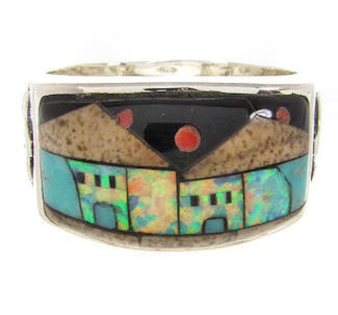 Native American Village Design Multicolor Ring Size 12-1/4 YS67243