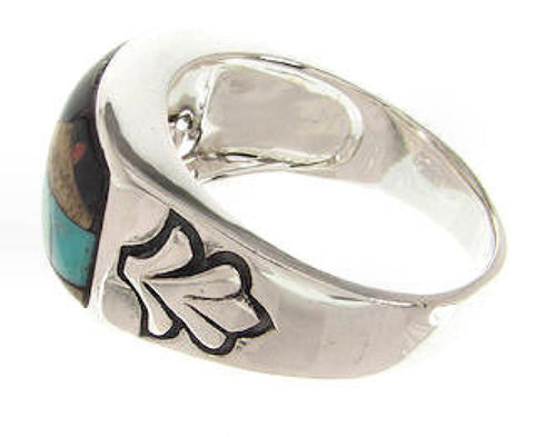 Native American Design Silver Multicolor Ring Size 9-3/4 YS67245
